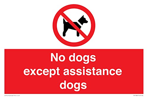Schild mit Aufschrift "No dogs except aid dogs", 300 x 200 mm, A4L von Viking Signs