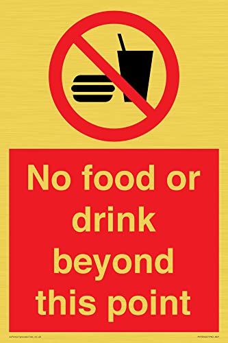 Schild mit Aufschrift"No food or drink beyond this point", 200 x 300 mm, A4P von Viking Signs