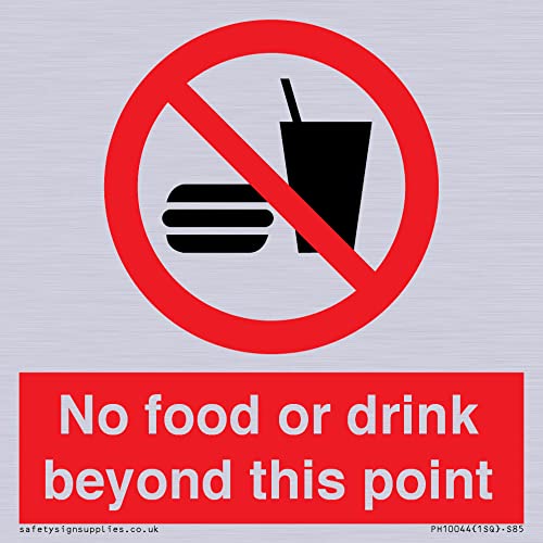 Schild mit Aufschrift"No food or drink beyond this point", 85 x 85 mm, S85 von Viking Signs