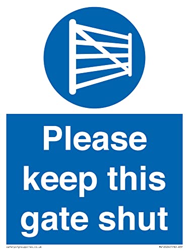 Schild mit Aufschrift "Please keep this gate close", 150 x 200 mm, A5P von Viking Signs