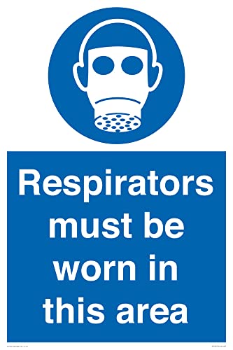 Schild mit Aufschrift"Respirators must be worn in this are", 400 x 600 mm, A2P von Viking Signs