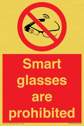 Schild mit Aufschrift "Smart glasses are verboten", 100 x 150 mm, A6P von Viking Signs
