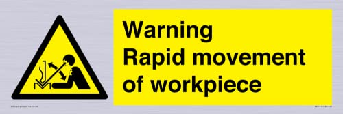 Schild mit Aufschrift "Warning Rapid movement of workpiece", 450 x 150 mm, L41 Schild mit Aufschrift "Warning Rapid movement of workpiece", 450 x 150 mm, L41 von Viking Signs