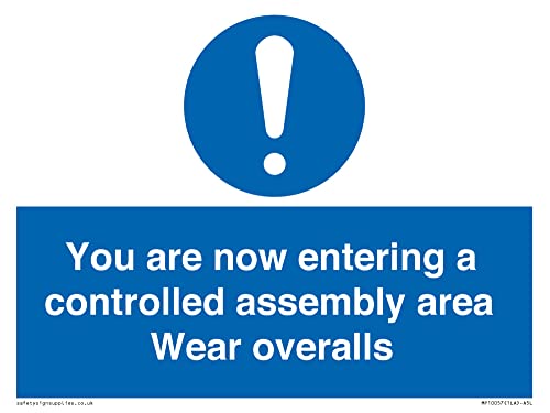 Schild mit Aufschrift"You are now entering a controlled assembly are", 200 x 150 mm, A5L von Viking Signs