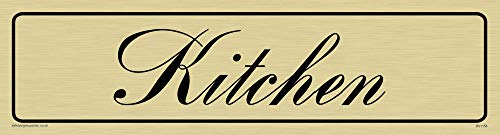 Viking Schilder dv1158-l26-g "Küche" Türschild, Bank Script Schriftart, Kunststoff halbstarr Gold, 225 mm H x 60 mm w von Viking Signs