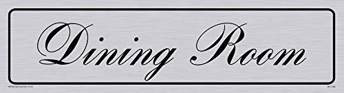 Viking Schilder dv1166-l26-sv "Esszimmer" Türschild, Bank Script Schriftart, Vinyl silber Aufkleber, 225 mm H x 60 mm w von Viking Signs