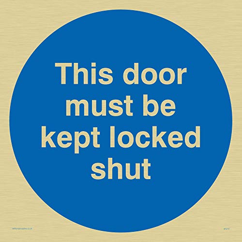 Viking Schilder ma215-s20-g "Diese Tür muss gehalten Locked Shut" Schild, starr gold Kunststoff, 200 mm x 200 mm x 200 mm von Viking Signs