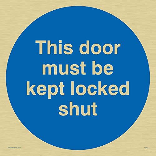 Viking Schilder ma215-s40-gv "Diese Tür muss gehalten Locked Shut" Zeichen, Gold Vinyl, 400 mm x 400 mm von Viking Signs