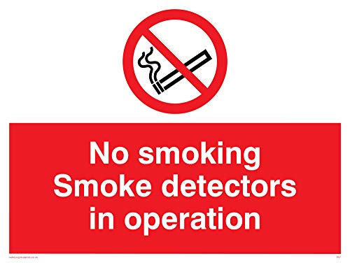 Viking Schilder ps7-a3l-ac "No Smoking Rauchmelder in Operation" Schild aus Aluminium, Composite, 300 mm H x 400 mm W von Viking Signs