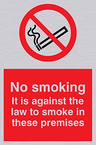 Viking Signs PS981-A4P-SV Schild mit englischer Aufschrift „No Smoking It Is Against The Law To Smoke In These Premises", silberfarbenes Vinyl, 300 mm H x 200 mm B von Viking Signs