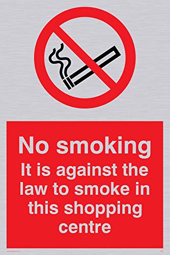 Viking Schilder ps988-a4p-s "No Smoking. Es ist gegen die Law to smoke in im Zentrum" Zeichen, Kunststoff, starr silber, 300 mm H x 200 mm W von Viking Signs