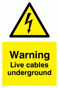 Viking Schilder we76-a2p-ac "Achtung Live Kabel Underground" Schild aus Aluminium, Composite, 600 mm H x 400 mm W von Viking Signs