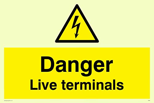 Viking Schilder we92-a4l-pv "Danger Live Terminals" Sign, nachleuchtend Aufkleber, 200 Mm H x 300 mm W von Viking Signs