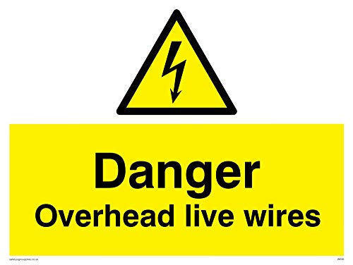 Viking Schilder we95-a3l-ac "Danger Overhead Live Wires" Schild aus Aluminium, Composite, 300 mm H x 400 mm W von Viking Signs