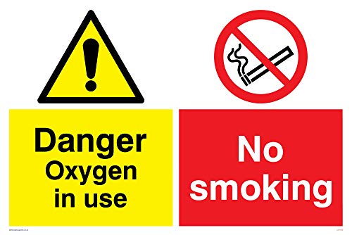 Viking Signs CV5733-A4L-1M Warnschild "Danger Oxygen in use No smoking", 1 mm Kunststoff, halbstarr, 300 mm H x 200 mm B von Viking Signs