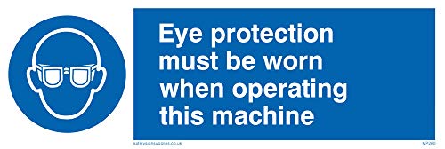 Viking Signs MP280-L15-V englisches Schild „Eye Protection Must Be Worn When Operating This Machine", Vinyl, 50 x 150 mm (H x B) von Viking Signs