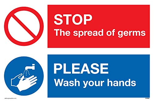 Vinyl-Aufkleber mit Aufschrift „Stop Germs Please Wash Your Hands“ von Viking Signs