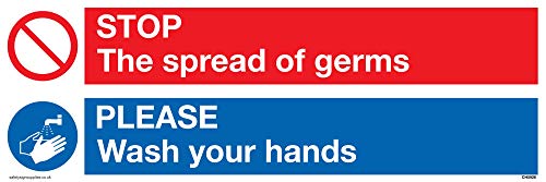 Vinyl-Aufkleber mit Aufschrift „Stop Germs Please Wash Your Hands“ von Viking Signs