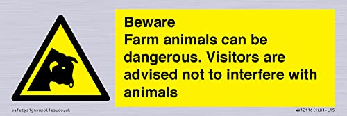 Vorsicht Bauernhoftiere können gefährlich sein. Besucher werden empfohlen, nicht mit Tieren zu stören. Schild – 1. von Viking Signs