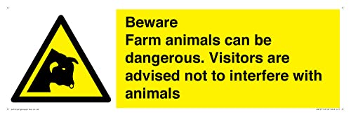 Vorsicht Bauernhoftiere können gefährlich sein. Besucher werden empfohlen, nicht mit Tieren zu stören. Schild – 4. von Viking Signs