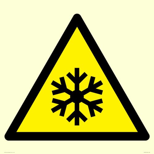 W010 Warnschild "Warning: Low temperature/freezing conditions" – 600 x 600 mm – S60 von Viking Signs