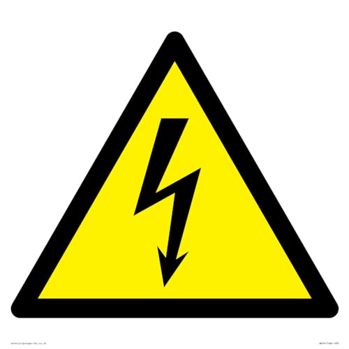 W012 Warnschild "Warning: Electrity", 300 x 300 mm, S30 von Viking Signs