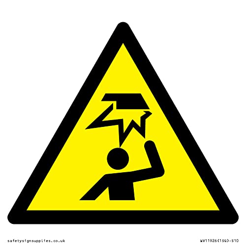 W020 Warnschild "Warning: Overhead obstacle", 100 x 100 mm, S10 von Viking Signs