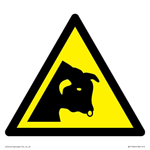 W034 Warnung: Bull Schild – 150 x 150 mm – S15 von Viking Signs