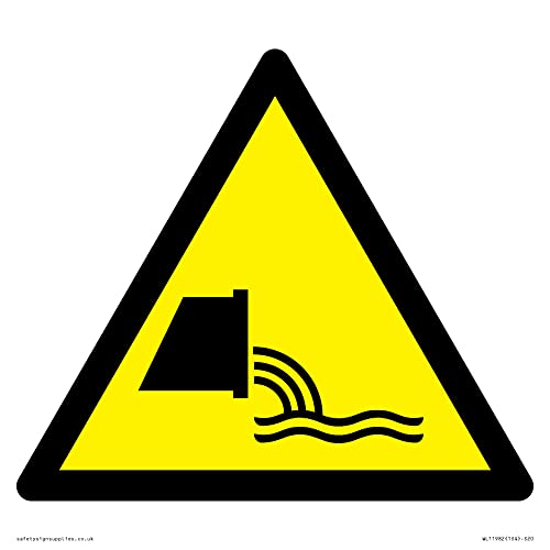 W055 Warnschild "Warning: Sewage effluent outfall", 200 x 200 mm, S20 von Viking Signs