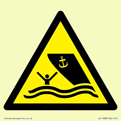W058 Warnung: Boating Bereich, 100 x 100 mm, S10 von Viking Signs