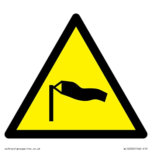 W064 Warnschild "Warning: Strong Winds", 100 x 100 mm, S10 von Viking Signs