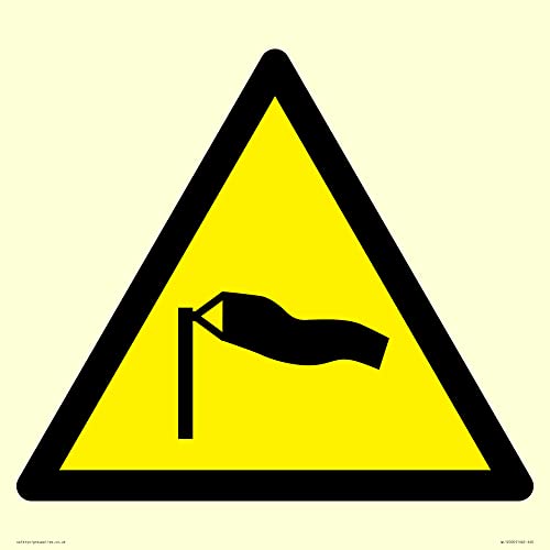 W064 Warnschild "Warning: Strong Winds", 400 x 400 mm, S40 von Viking Signs