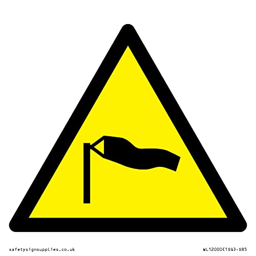 W064 Warnschild "Warning: Strong Winds", 85 x 85 mm, S85 W064 Warnschild "Warning: Strong Winds", 85 x 85 mm, S85 von Viking Signs