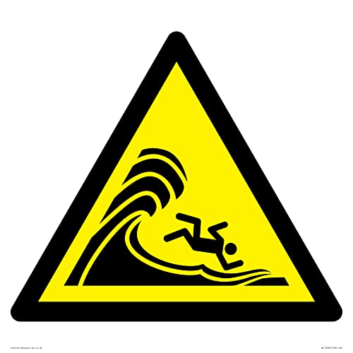 W065 Warnschild "Warning: High Surf or large breaking wave", 400 x 400 mm, S40 W065 Warnschild "Warning: High Surf or large breaking wave", 400 x 400 mm, S40 von Viking Signs