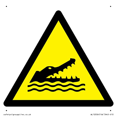 W067 Warnung: Krokodile, Alligatoren oder Caymans Schild – 100 x 100 mm – S10 von Viking Signs