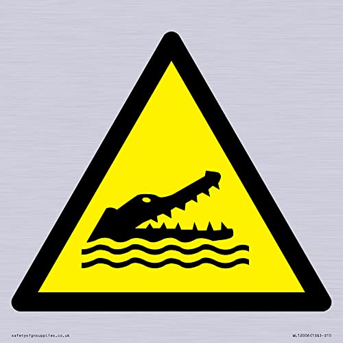 W067 Warnung: Krokodile, Alligatoren oder Caymans Schild – 150 x 150 mm – S15 von Viking Signs