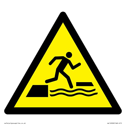 W068 Warnung: Falling into water when stepping on or off a floating surface Sign - 150 x 150 mm - S. von Viking Signs