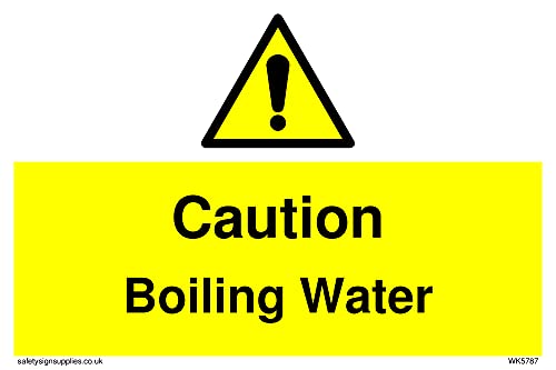 Warndreieck, Warnschild mit Aufschrift"Boiling Water", 150 x 100 mm, A6L, 5 Stück von Viking Signs