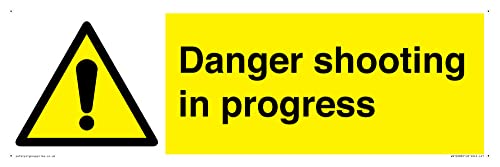 Warnschild "Danger shooting in progress" – 450 x 150 mm – L41 Warnschild "Danger shooting in progress" – 450 x 150 mm – L41 von Viking Signs