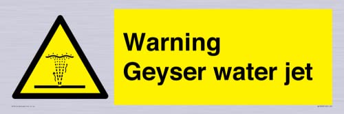 Warnschild Geyser Wasserstrahl, 600 x 200 mm, L62 Warnschild Geyser Wasserstrahl, 600 x 200 mm, L62 von Viking Signs