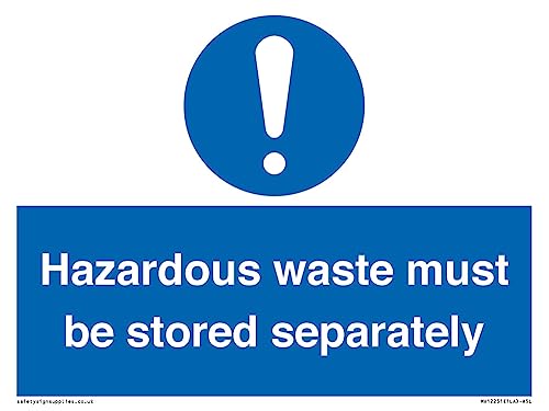 Warnschild "Hazardous Waste Must Be Stored Separatly", 200 x 150 mm, A5L von Viking Signs