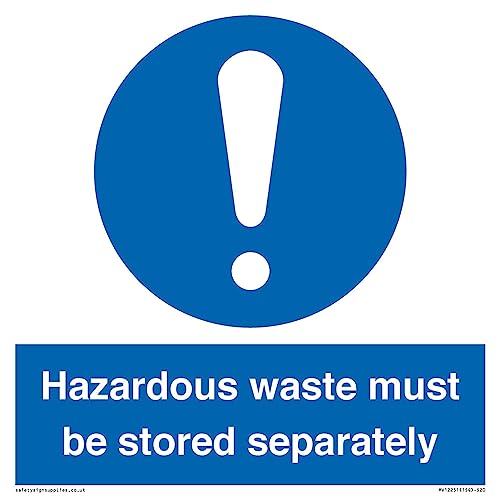 Warnschild "Hazardous Waste Must Be Stored Separatly", 200 x 200 mm, S20 von Viking Signs