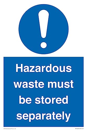 Warnschild "Hazardous Waste Must Be Stored Separatly", 200 x 300 mm, A4P Warnschild "Hazardous Waste Must Be Stored Separatly", 200 x 300 mm, A4P von Viking Signs