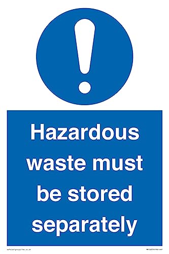 Warnschild "Hazardous Waste Must Be Stored Separatly", 200 x 300 mm, A4P von Viking Signs