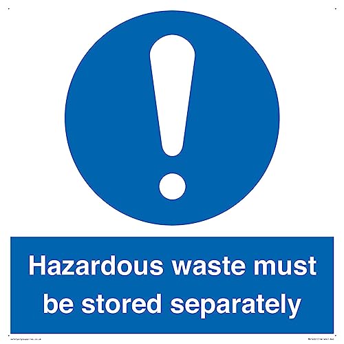 Warnschild "Hazardous Waste Must Be Stored Separatly", 400 x 400 mm, S40 von Viking Signs