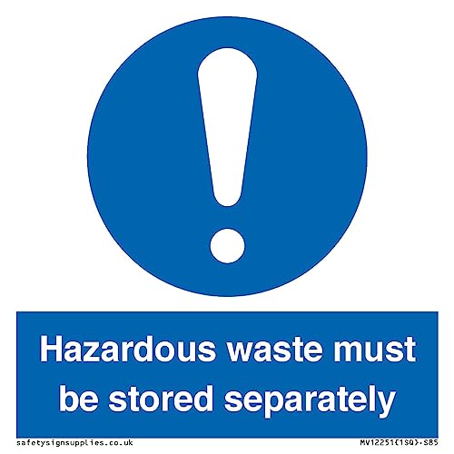 Warnschild "Hazardous Waste Must Be Stored Separatly", 85 x 85 mm, S85 Warnschild "Hazardous Waste Must Be Stored Separatly", 85 x 85 mm, S85 von Viking Signs