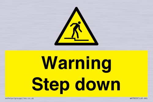 Warnschild "Step Down", 150 x 100 mm, A6L von Viking Signs