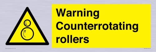 Warnschild "Warning Counterrotating Roll", 600 x 200 mm, L62 Warnschild "Warning Counterrotating Roll", 600 x 200 mm, L62 von Viking Signs