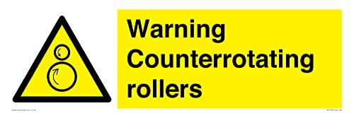 Warnschild "Warning Counterrotating Roll", 600 x 200 mm, L62 Warnschild "Warning Counterrotating Roll", 600 x 200 mm, L62 von Viking Signs