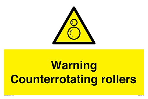 Warnschild "Warning Counterrotating Roll", 600 x 400 mm, A2L Warnschild "Warning Counterrotating Roll", 600 x 400 mm, A2L von Viking Signs